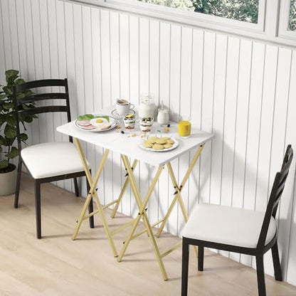 Acovy TV Tray Table Set of 2, TV Dinner Tray, Folding Table, Foldable TV-Trays, Side Table for Bed, Couch, Portable and Small Easy to Move, - color: Gold