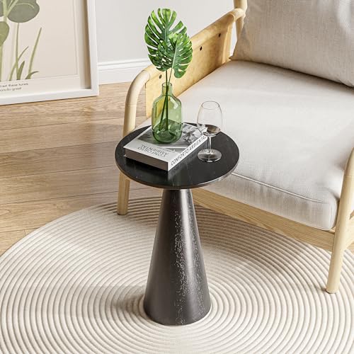 COZAYH Farmhouse Pedestal Small End Table Round Martini Table Wood Plant Stand Rustic Drink Table for Small Space Living Room, Bedroom, Black - color: Balck