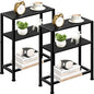 Narrow Side Table Set of 2 for Small Space, 2-Tier Small End Table with Shelf Holder, Slim Nightstand, Skinny Snack Couch Table in Living Room, Bedroom, Study, Kitchen and Balcony (Black) - color: Black