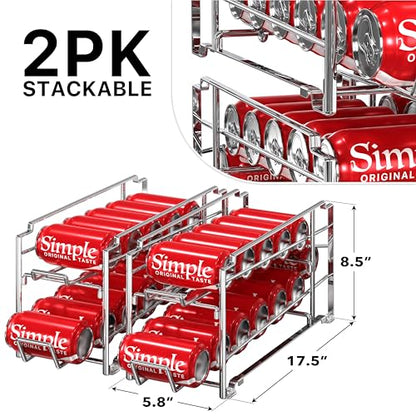 Simple Houseware Stackable Front Loading Beverage Can Dispenser Rack, Chrome - 2 Pack - color: Chrome, size: Standard