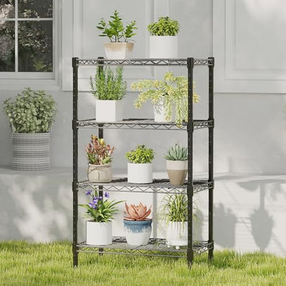 DUMOS 4-Tier Metal Wire Storage Shelves, Adjustable Standing Storage Rack Shelf, Heavy Duty Steel Shelving Unit Organizers for Kitchen Bathroom Pantry Garage, 23.3" Wx13.4 Dx47 H, Black - size: 4 Tier-47"H without wheels