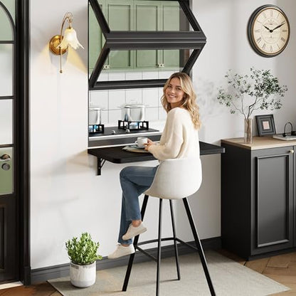Dogsky 24" x 14" Floating Wall Desk, Fold Down Wall Table - 100 lbs Heavy Duty Solid Pine Wall Mount Folding Desk for Home Office, Laundry Room, Kitchen & Small Apartment, Black - color: Black, size: 24'' x 13.7'' x 6.3''