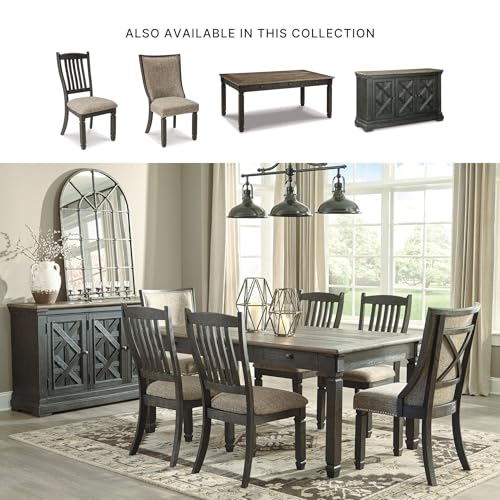 Signature Design by Ashley Tyler Creek Dining Room Upholstered Side Chair, 2 Count, Solid Wood, 19.25" H, Black and Grayish Black - color: Black