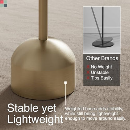Round Metal Drink Table with Faux Marble Top, Brass Pole & Dome Base – Modern Small Pedestal Side Table for Living Room, Bedroom, or Office – Easy Assembly, Scratch-Resistant Base - color: Faux Marble Top With Brass Pole, style: Dome Base