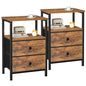 Night Stand, Nightstands Set of 2 for Bedroom | Small Bedside Table with 2 Fabric Drawers, End Tables Living Room, Bed Side Table with Open Storage Shelf, Rustic Brown - color: Brown