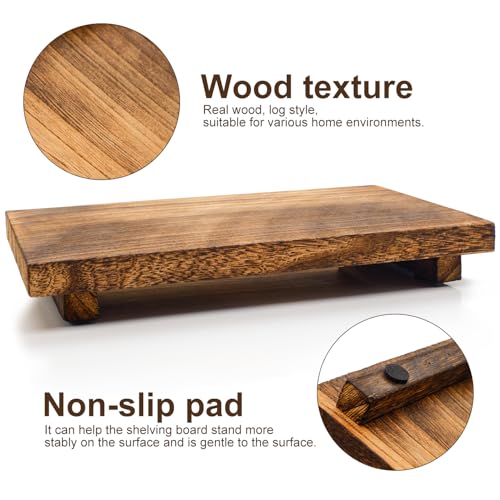 2pcs Wood Pedestal Stand, Wooden Riser Soap Tray for Kitchen Counter Sink Stand Decorative Rustic Bathroom Dishes Table Decor (9 * 6inch)