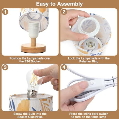 Fenmzee Ginkgo Table Lamp for Bedroom - Inline Control, Small Bedside Lamp with 3000K A15 LED Blub, Easy Assembly (Ginkgo Cream Shade, 9" Inline Control) - color: Ginkgo Cream Shade