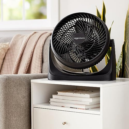 Amazon Basics Air Circulator Fan, Desk Fan for Bedroom, Home and Office, With 90-Degree Tilt Head, 3 Speed Settings, Lightweight (4.2 LBS), 70 Watts, Black, 14.8"Wx7.6"Dx14.1"H - size: 14.8"W x 7.6"D x 14.1"H