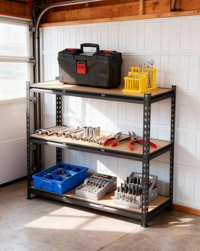 Heavy Duty 3-Tier Adjustable Metal Storage Rack – 48" W x 18" D x 36" H, Industrial Utility Shelving Unit, Reinforced Steel Garage Shelf, 1320 lbs Capacity, Rust-Resistant - size: 120*45*91.2