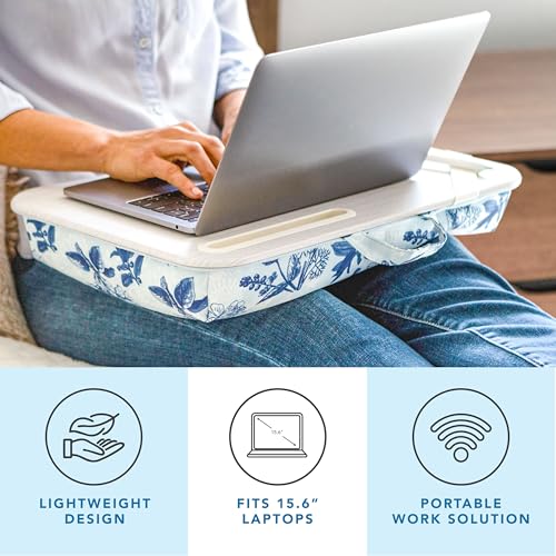 LAPGEAR Designer Lap Desk – Blue Blossoms, 2-Pack with Storage Basket - color: Blue Blossoms, size: 2-Pack + Basket