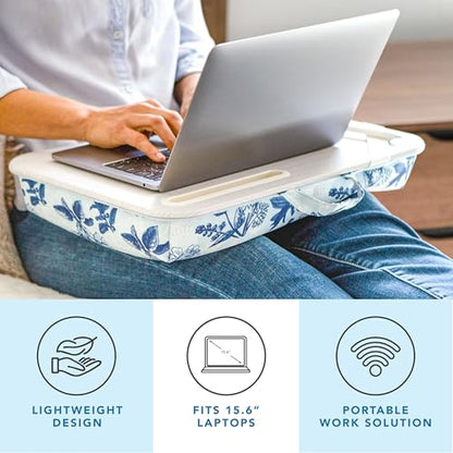 LAPGEAR Designer Lap Desk – Blue Blossoms, 2-Pack with Storage Basket - color: Blue Blossoms, size: 2-Pack + Basket