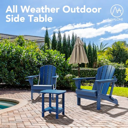 nalone Adirondack Side Table 16.5" Outdoor Side Table HDPE Plastic Double Adirondack End Table Small Table for Patio(Navy Blue) - color: Navy Blue