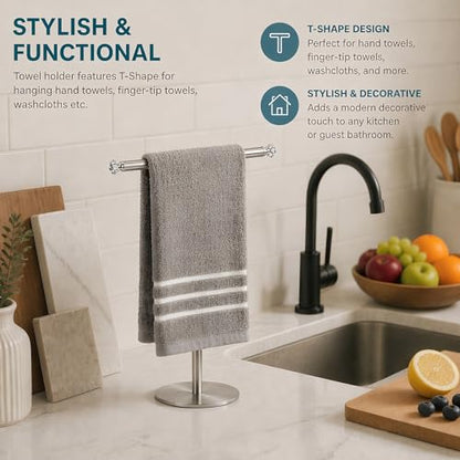 Songtec Hand Towel Holder Stand with Crystal knobs, Fingertip Towel Rack, Rust-Proof Accessories Jewelry Stand - Brushed Nickel - color: Brushed Nickel
