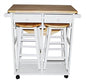 Casual Home Drop Leaf Breakfast Cart with 2 Stools-White - color: Natural&white