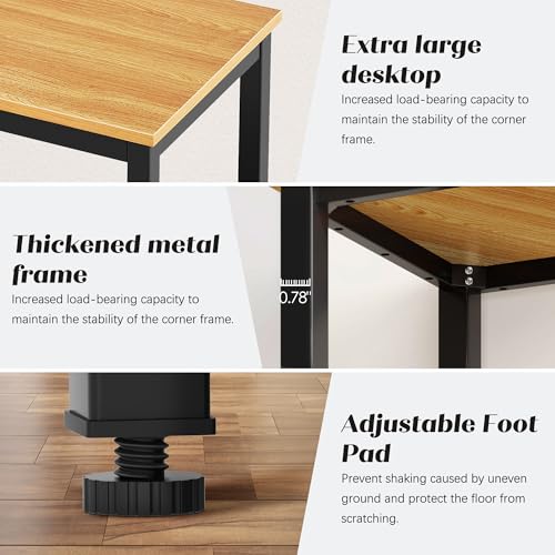 Need Small Computer Desk 31-1/2" Sturdy and Heavy Duty Writing Desk for Small Spaces and Small Desk Study Table Laptop Desk- AC3BB-80-40 - color: Teak & Black Frame, size: 31inch
