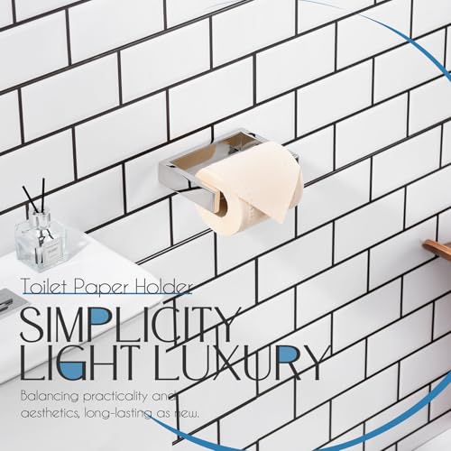 KOKOSIRI Toilet Paper Holder Spring Loaded Bathroom Toilet Roll Holder Wall Mount Stainless Steel Polished Chrome B2011CH - color: Polished Chrome, size: Without Shelf