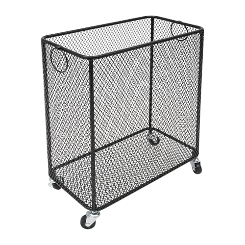Rolling Laundry Basket, Large Capacity Metal Laundry Hamper with Wheels, Heavy Duty Iron Mesh Hamper Cart for Home Bathroom Bedroom Laundry Room (Black, Rectangular) - color: Black, size: Rectangular