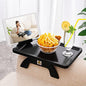 SINWANT Couch Arm Table, Bamboo Sofa Clip On Side Table Tray,Foldable Sofa Arm Tray with 360° Phone Holder for Eating Drinking Snacks Remote on Couch Armrest - color: Black