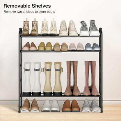 STO STO Expandable Shoe Rack, 5-Tier Metal Shoe Rack for Closet, Up to 24 Pairs Adjustable Shoe Rack Storage for Front Door Entrance, Free Standing Shoe Rack Organizer for Entryway, Black - size: 5-Tier