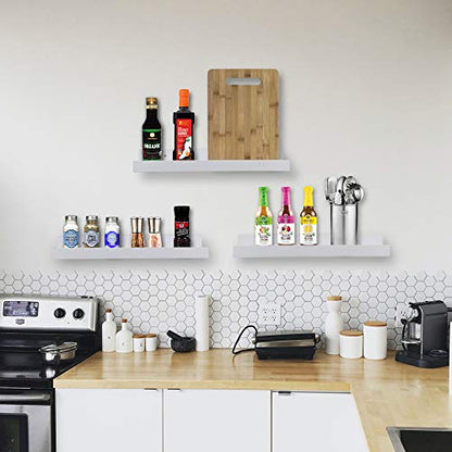 AZSKY 24 Inch Picture Ledge Shelf Floating Shelves Wall Mounted Set of 2 White - color: White, size: 24in set 2