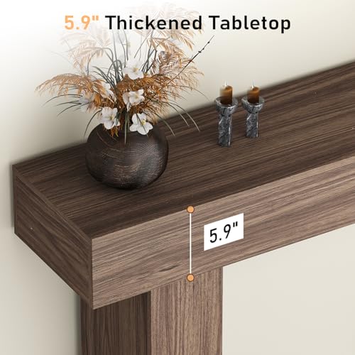 knoworld 63 Inch Long Console Table for Entryway, Farmhouse Wood Rectangular Sofa Table Behind Couch Table, Narrow Entryway Table for Living Room, Entrance, Hallway, Foyer, Easy Assembly (Brown) - color: Brown