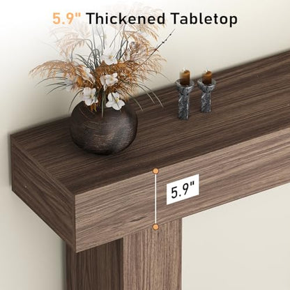 knoworld 63 Inch Long Console Table for Entryway, Farmhouse Wood Rectangular Sofa Table Behind Couch Table, Narrow Entryway Table for Living Room, Entrance, Hallway, Foyer, Easy Assembly (Brown) - color: Brown