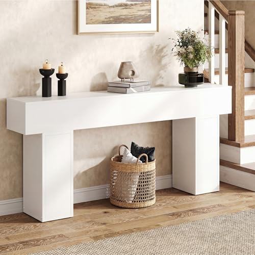 knoworld 70.9-Inch Long Console Table, Wooden Sofa Table Behind Couch Tables, Farmhouse Entryway Table Accent Table for Entrance, Hallway, Living Room, Foyer, White - color: White