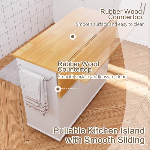 SUNLEI Kitchen Island with Storage Cabinet & Foldable Drop Leaf, Buffet Sideboard Cabinet, Cart Handle for Towel Rack, Drop Leaf, Portable Islands for Kitchen (Stylish White, 39.7-INCH) - size: 39.7 INCH, style: White