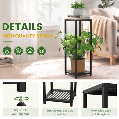 TOSKING Tall Plant Stand Indoor – 2-Tier Modern Metal Shelf, 30" Height & 200 LBS Capacity, Heavy Duty for Living Room, Balcony, Garden (Black) - color: Black-2-tier 30''