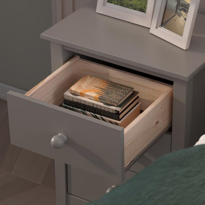 From the Tree Furniture Tall Nightstand with 3 Drawers - Solid Pine Wood Bedside Table with Spacious Storage & Sustainable Design - Gray Side Table for Bedroom Organization & Style - color: Grey