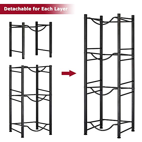 OYEAL 4-Tier Water Bottle Holder Cooler Jug Rack Organizer, 5 Gallon Water Bottle Storage Rack Detachable Water Dispenser Stand Stainless Steel Water Jug Stand for Kitchen Drawing Room, Black - color: 4-Tier Black