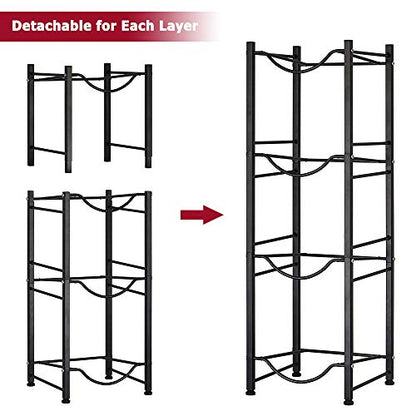 OYEAL 4-Tier Water Bottle Holder Cooler Jug Rack Organizer, 5 Gallon Water Bottle Storage Rack Detachable Water Dispenser Stand Stainless Steel Water Jug Stand for Kitchen Drawing Room, Black - color: 4-Tier Black