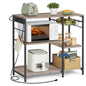VASAGLE Baker's Rack, Coffee Bar Stand with Charging Station, 35.6 Inches Tall, Storage Shelves, Pull-Out Wire Basket, Table for Microwave, Kitchen, Heather Greige and Ink Black UKKS036K02 - color: Heather Greige + Ink Black, style: With Power Outlet