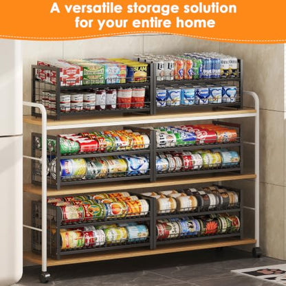 JKsmart 2-Tier Stackable Can Organizer, Extra-Long Can Holders for Pantry Storage, Adjustable Can Dispenser Holds Up to 64 Cans, 12mm Metal Frame, Super Sturdy Racks for Various Canned Food Soda - size: XL-(1 pack)