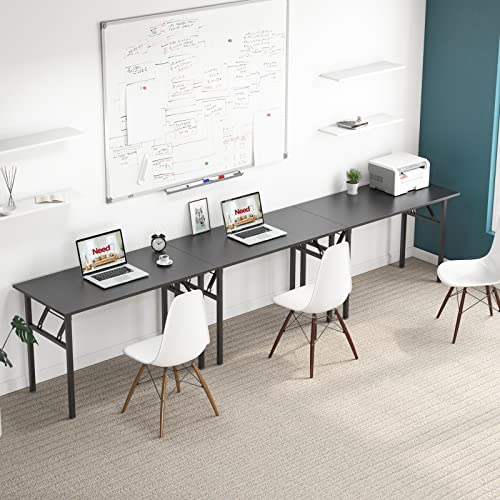 Need Computer Desk Folding Table Writing Desk/Compact Desk/Foldable Desk with BIFMA Certification, No Install Needed, Black AC5CB-100-60 - color: Black & Black Frame, size: 39inch