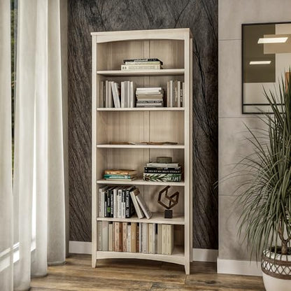 Camaflexi Shaker Style 6 Shelf Bookcase/Solid Wood / 72 inch Tall/Adjustable Shelving/Closed Back/Display Bookshelf for Living Room, Bedroom, Home and Office, Light Oak - color: Light Oak, size: 72"