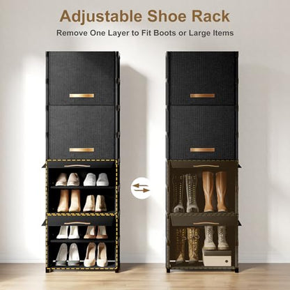 9 Tier Shoe Rack Organizer, Shoe Storage Cabinet with Door 18 Pairs Plastic Shoe Shelves with Cover for Closet, Entryway, Hallway, Bedroom, Black - size: 1 by 9(18 Pairs)