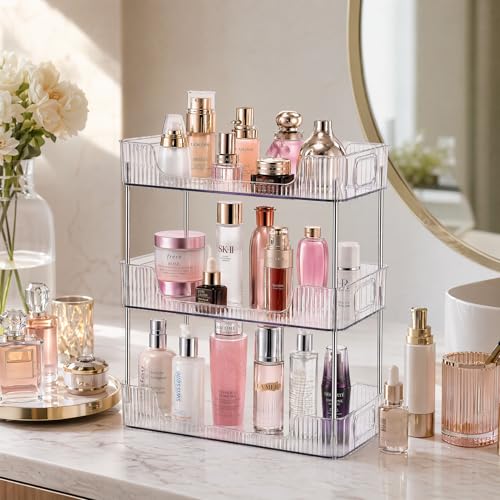 2 Tier Bathroom Counter Organizer, Bathroom Counter Shelf, Vanity Organizer Countertop, Skin Care Organizer, Makeup Perfume Organizer for Bathroom Tray, Cosmetic, Dresser, Kitchen - size: 2 pack