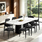 CHUN YI Dining Chairs Set of 8, Upholstered Solid Wood Dining Room Chairs, Mid Century Modern Fabric Kitchen Chairs with Ergonomic Curved Back, Black (Only Chairs) - color: Black, size: Set of 8