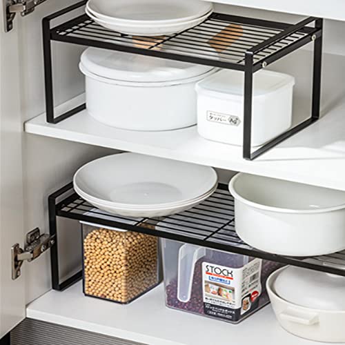 Cabinet Shelf, 20" Kitchen Counter Shelf, Metal Wire Stackable Cupboard Spice Rack, Space Saving Countertop Orgainzer and Storage Rack Shelves for Kitchen Pantry Bathroom - size: Large (20 inch)