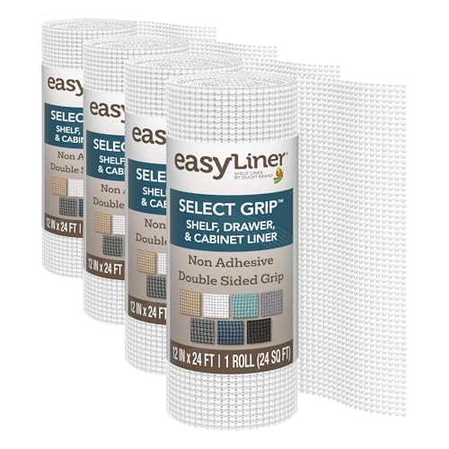 EasyLiner Select Grip Shelf Liner - Easy to Install & Cut to Fit - Non Slip, Non Adhesive, Drawer Shelf & Cabinet Liner for Kitchen, Bathroom, Pantry Cupboards - 12in. x 24ft. - White |(Pack of 4) - color: White, size: 12"W x 24"L (Pack of 4)
