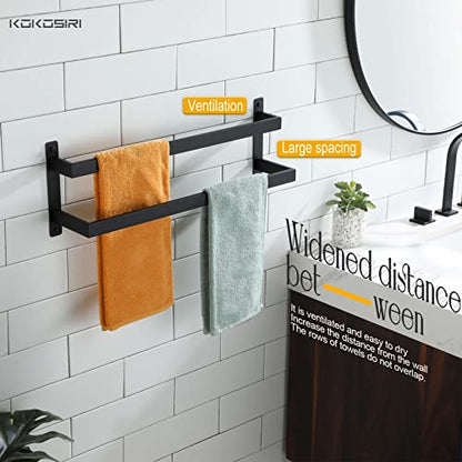 KOKOSIRI Towel Bars Black Bath Towel Holders 24-Inch Bathroom 2-Tiers Ladder Towel Rails Wall Mounted Towels Shelves Rack Stainless Steel, B5008BK-L24 - color: Matte Black, size: 24-Inch