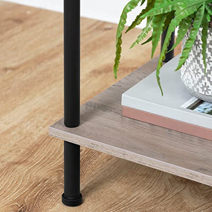 HOOBRO End Tables Set of 2, Small Side Table, Nightstand with 2-Layer Storage Shelves, Sofa Table for Small Spaces, Living Room, Bedroom, Stable Frame, Easy Assembly, Greige and Black BG09BZP201 - color: Greige + Black