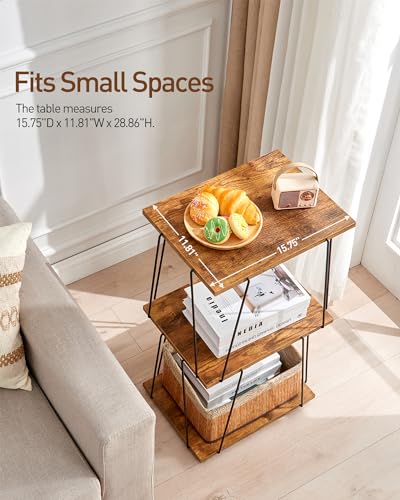 KJGKK Tall End Table, Small Side Table, 29 inch High Entryway Table, Bedside Table for Living Room, Bedroom and Office, Rustic Brown - color: Rustic Brown + Black