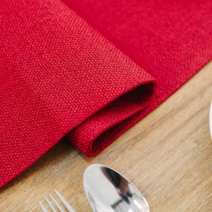 4 Piece Soft Caddice Faux Linen Place Mats Heat Resistant Dining Table Place Mats Kitchen Table Mats 12x18 Burgundy - color: Burgundy, size: Rectangular Placemats 12" x 18"