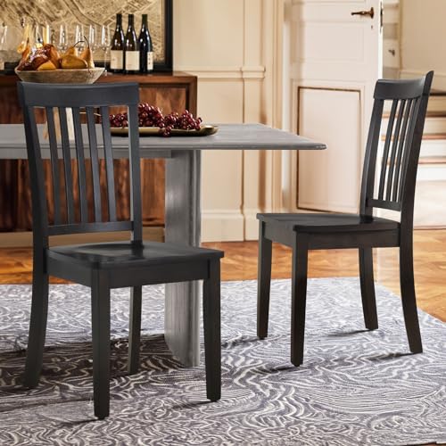 COLAMY Wooden Dining Chairs Set of 4, Farmhouse Dining Room Chairs, Windsor Spindle High Back Side Chairs, Armless Rubberwood Kitchen Table Chairs, Dark Brown - color: Dark Brown, size: Set of 4
