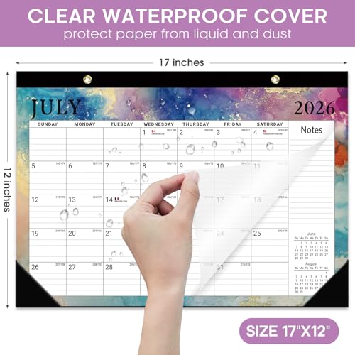 Desk Calendar 2026-2027, 18-Month Calendar Runs from July 2026 to December 2027, Large 17" x 12" Monthly Desktop & Wall Calendar for Home & Office - Gilded Elegance - color: h-Gilded Elegance, size: Jul 2026 – Dec 2027
