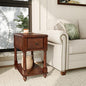 Narrow End SideTable with Drawer and Storage Shelf, Solid Wood Sofa Tables, Slim Beside Table-, Telephone for Small Spaces, Living Room, 22"L x 13"W x 22.7"H No-tools Assembly Dark Walnut BBJ004DWA - color: Walnut
