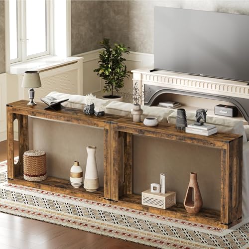 Farmhouse Console Table, 47.2 Inches Wooden Sofa Table, Behind Couch Table with Storage, Industrial Hallway Accent Table for Living Room, Entryway, Hallway, Rustic Brown CT24BR