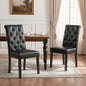 LSSBOUGHT Upholstered Dining Chairs Set of 2,Tufted Parsons Kitchen Chair with Solid Wood Legs, Modern PU Leather Side Chair for Dining Room/Restaurant(2pcs,Black) - color: Black-pu, size: Set of 2